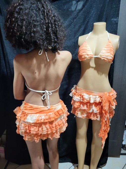 ENSEMBLE MAILLOT DE BAIN FLAMME CORAIL